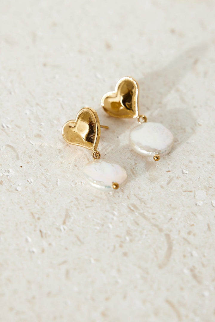 18k Gold Plated Love Me More Earrings Gold - MAISON EMILY