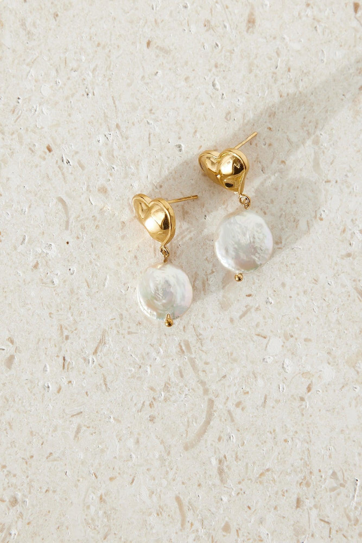 18k Gold Plated Love Me More Earrings Gold - MAISON EMILY