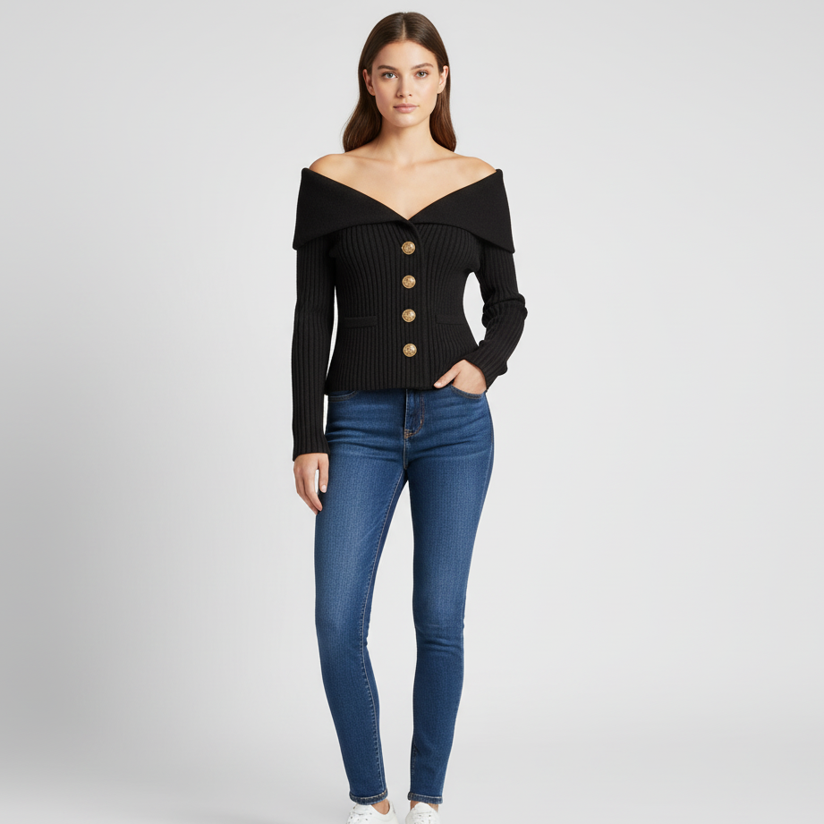 Ivy | Wide collar cardigan