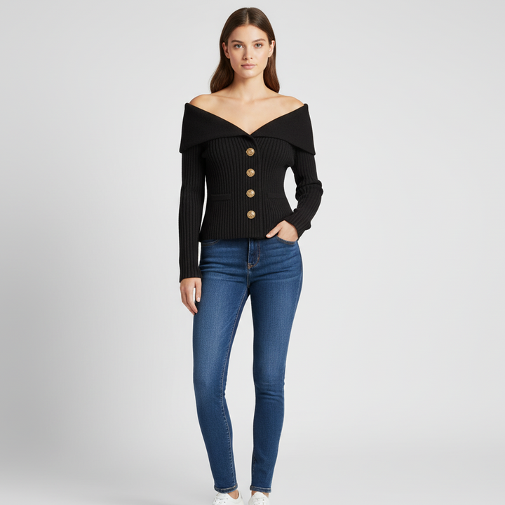 Ivy | Wide collar cardigan