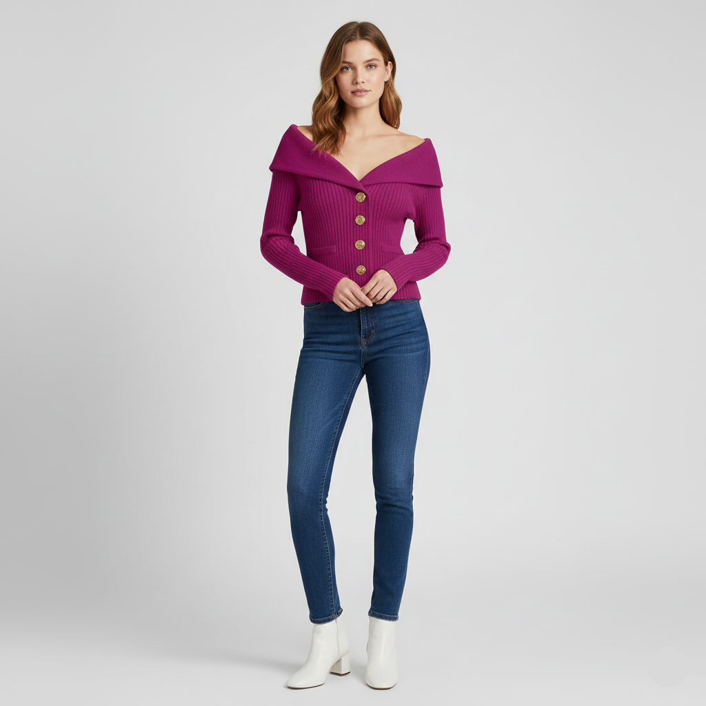 Ivy | Wide collar cardigan