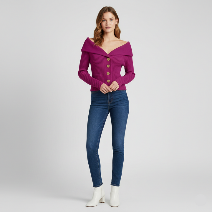 Ivy | Wide collar cardigan