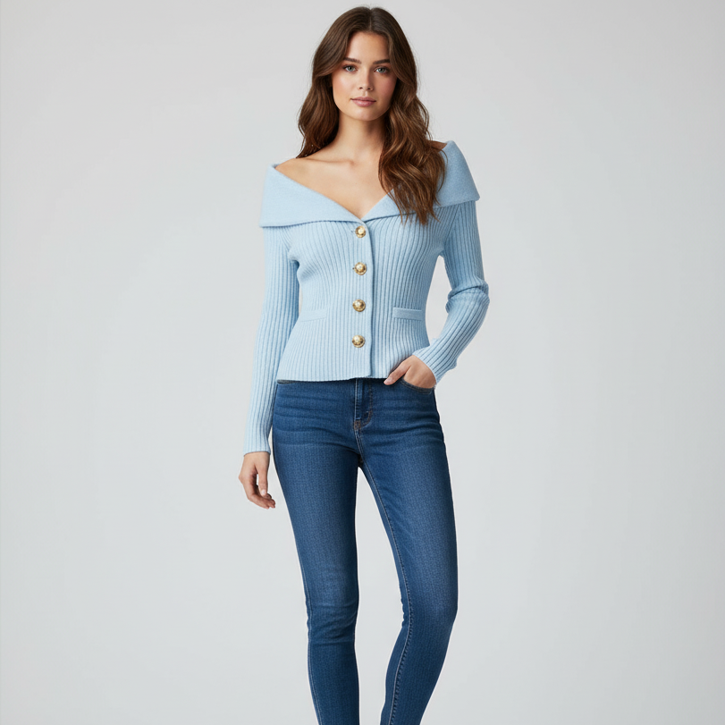 Ivy | Wide collar cardigan