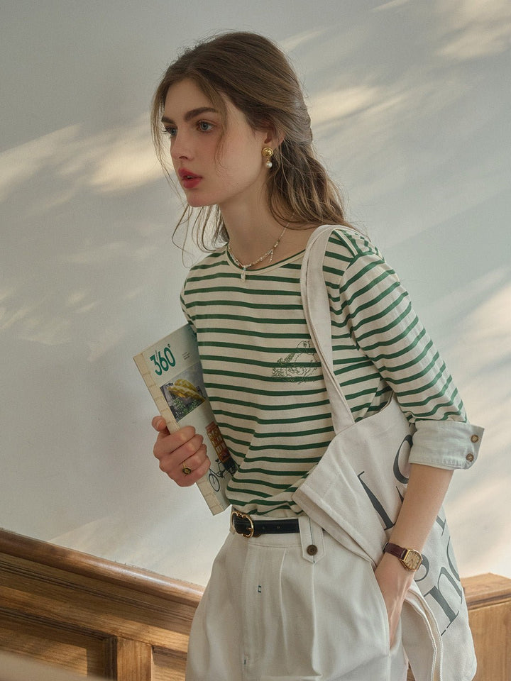 Aika | Round Neck Striped Top - MAISON EMILY