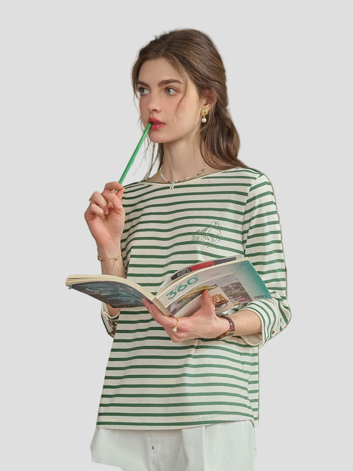 Aika | Round Neck Striped Top - MAISON EMILY