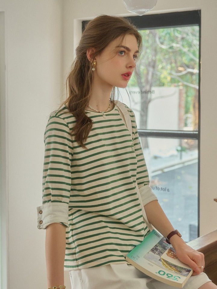 Aika | Round Neck Striped Top - MAISON EMILY