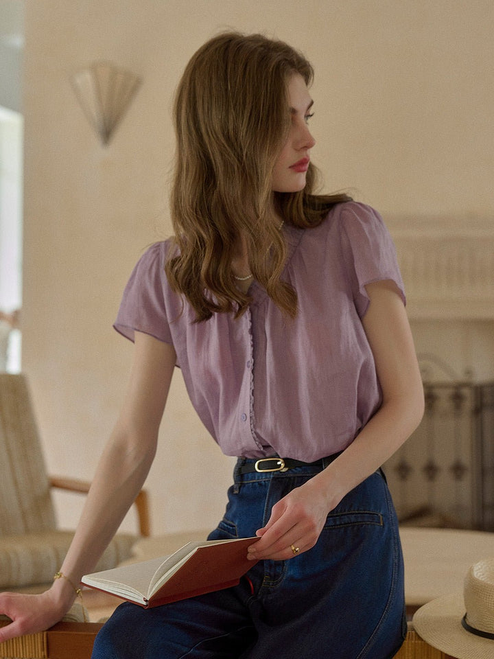 Angele | V - Neck Blouse - MAISON EMILY