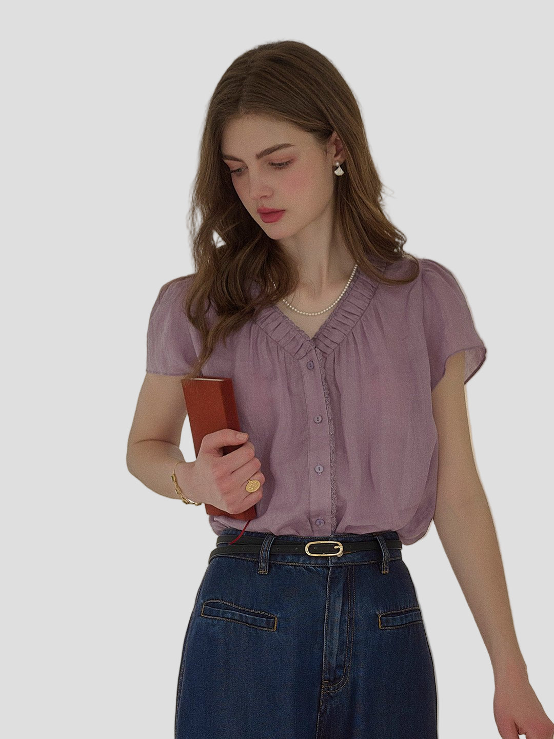 Angele | V - Neck Blouse - MAISON EMILY