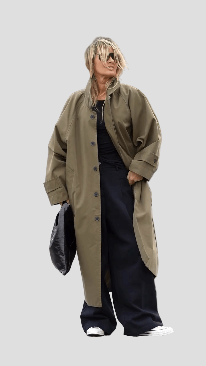 Diana | Olive green trench coat - MAISON EMILY