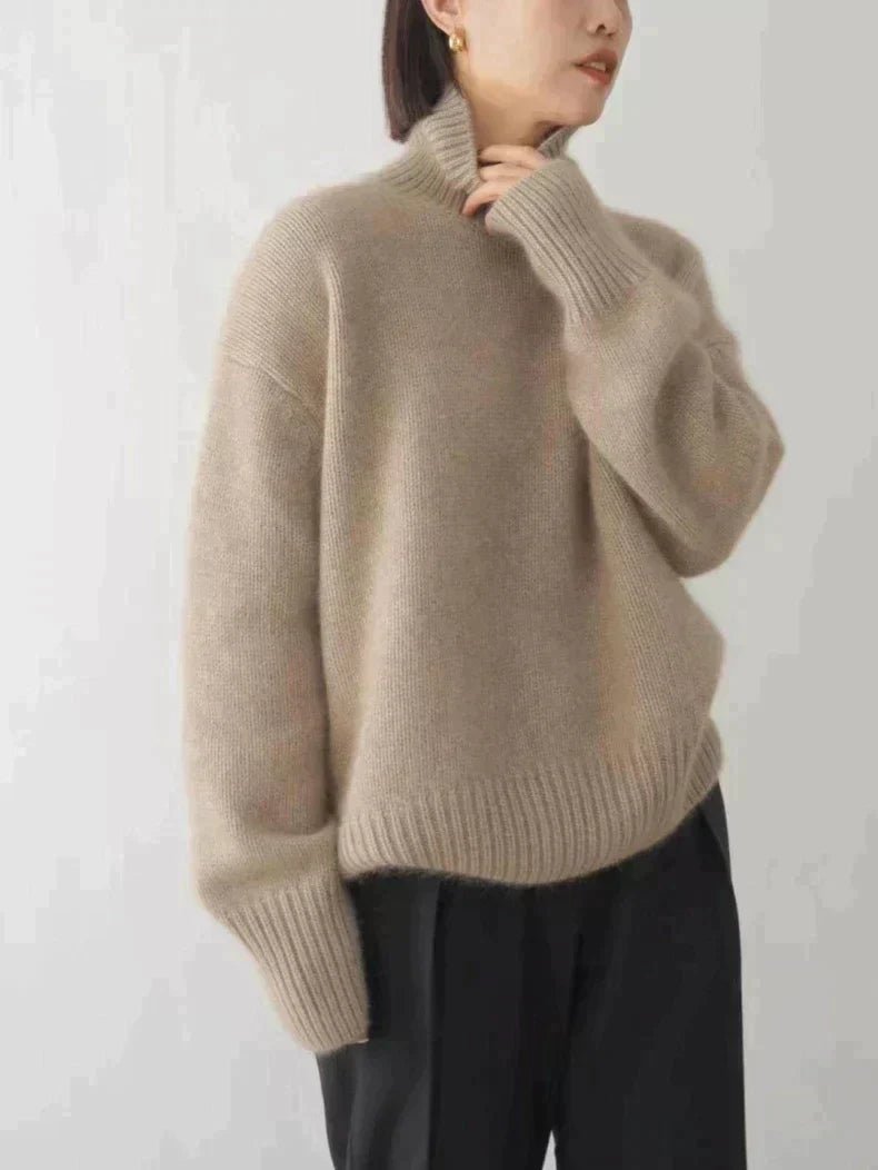Emily | High - Neck Cashmere Sweater - MAISON EMILY
