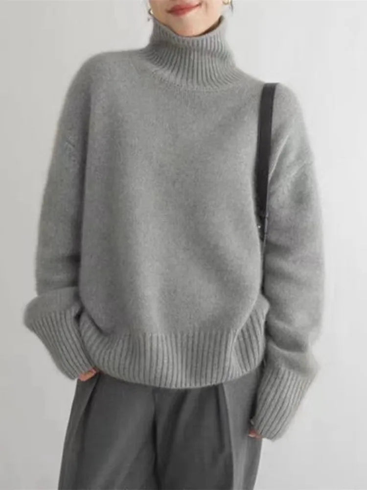 Emily | High - Neck Cashmere Sweater - MAISON EMILY