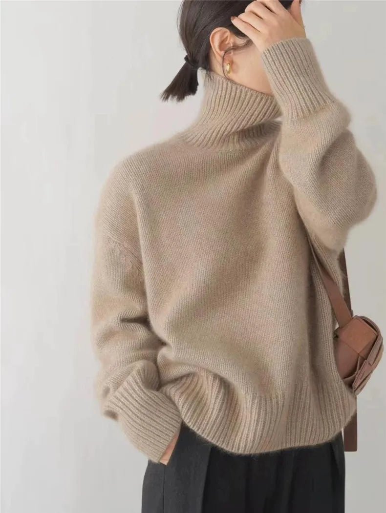 Emily | High - Neck Cashmere Sweater - MAISON EMILY