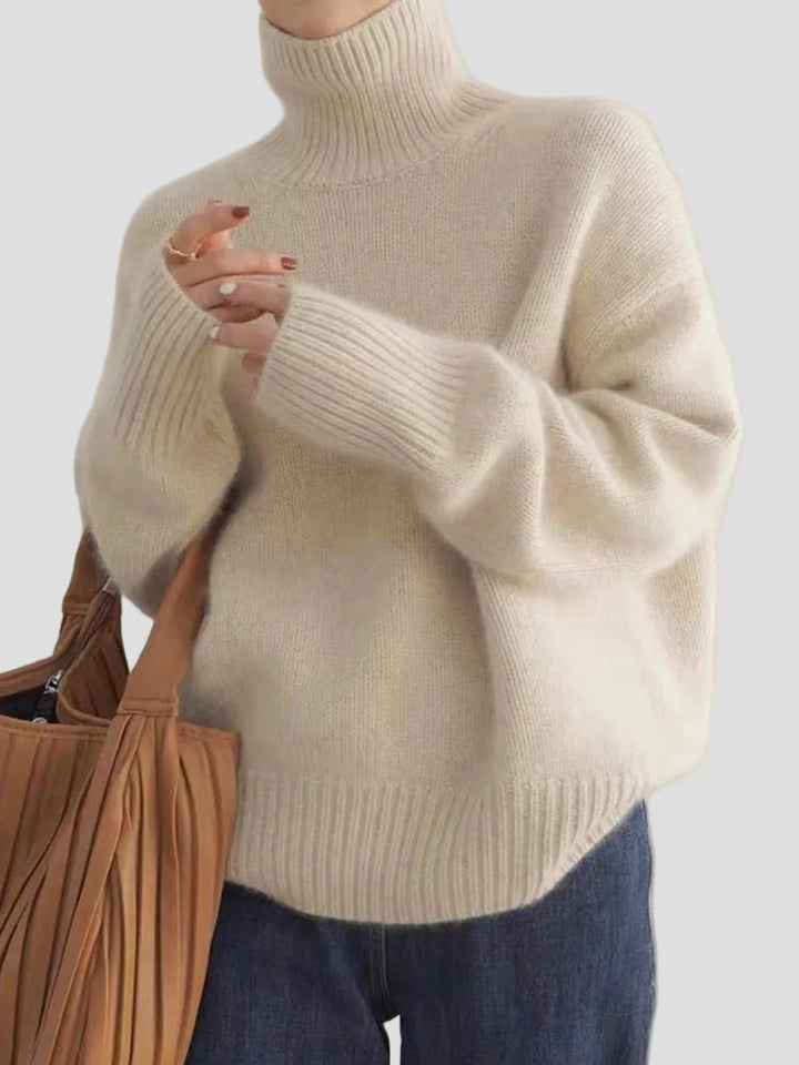 Emily | High - Neck Cashmere Sweater - MAISON EMILY