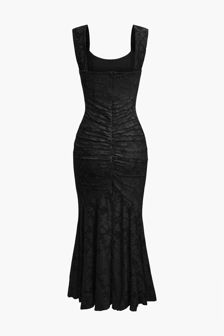 Leila | Black bell floral dress - MAISON EMILY