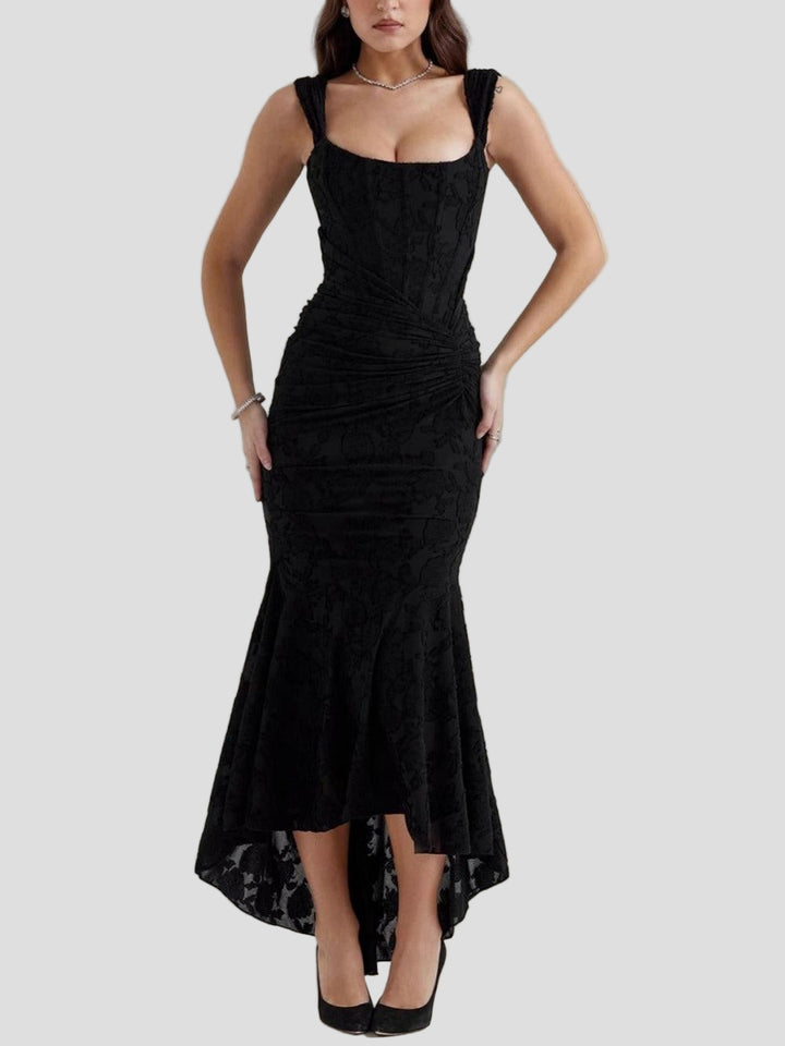 Leila | Black bell floral dress - MAISON EMILY