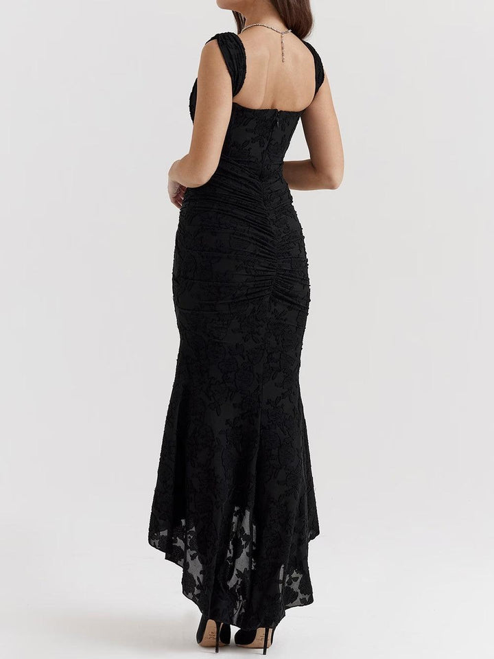 Leila | Black bell floral dress - MAISON EMILY