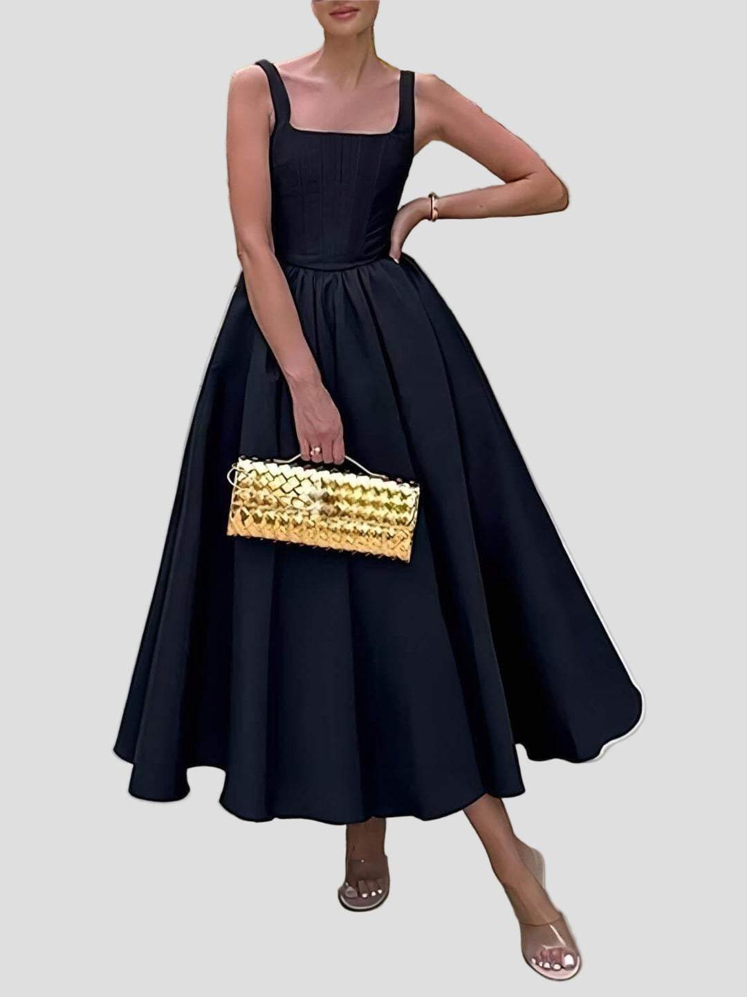 Lia | Strapless Sleeveless Mixi Dress - MAISON EMILY