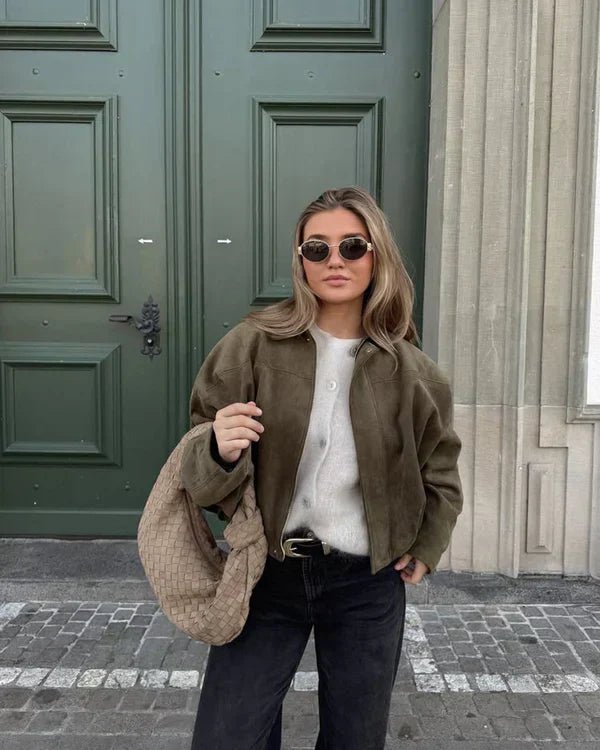 Lumiere | Faux Suede Bomber Jacket - MAISON EMILY