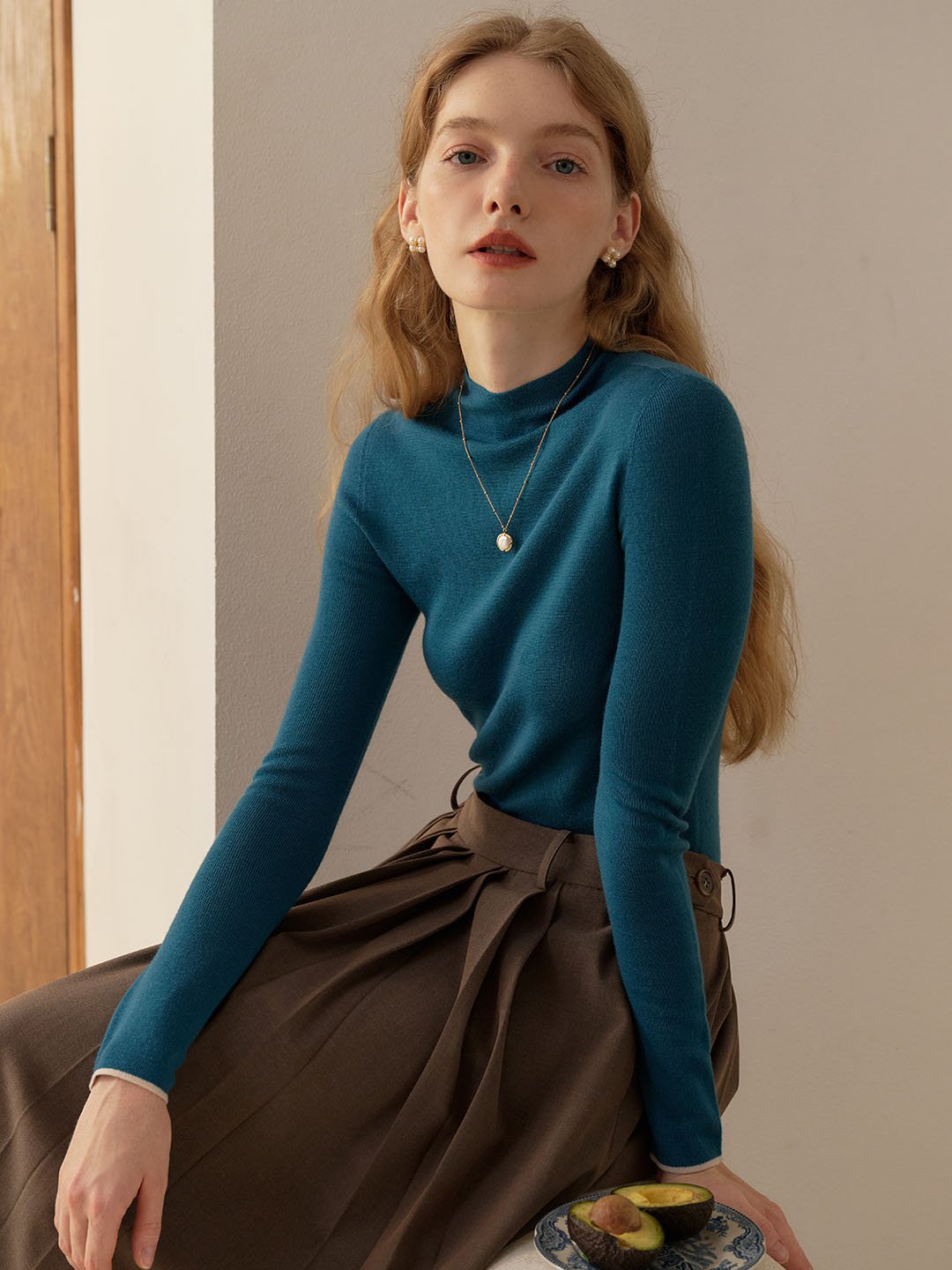 Marie | 100% Wool Half Turtleneck Slim Fit Solid Sweater - MAISON EMILY