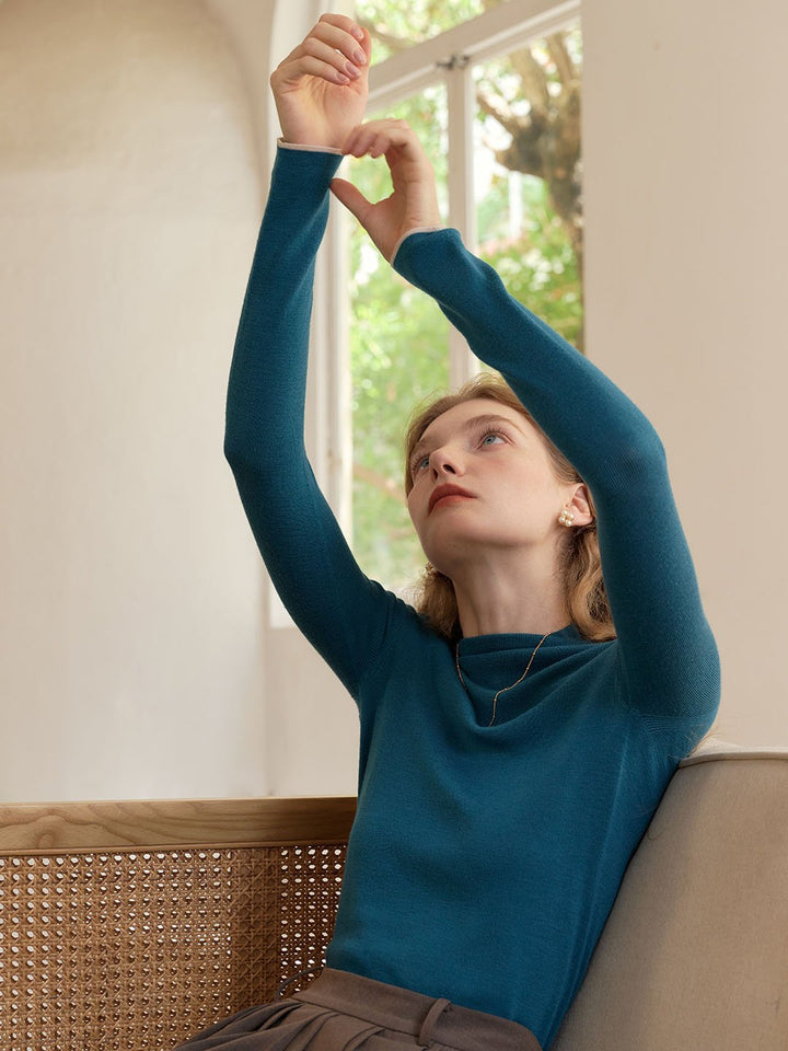 Marie | 100% Wool Half Turtleneck Slim Fit Solid Sweater - MAISON EMILY