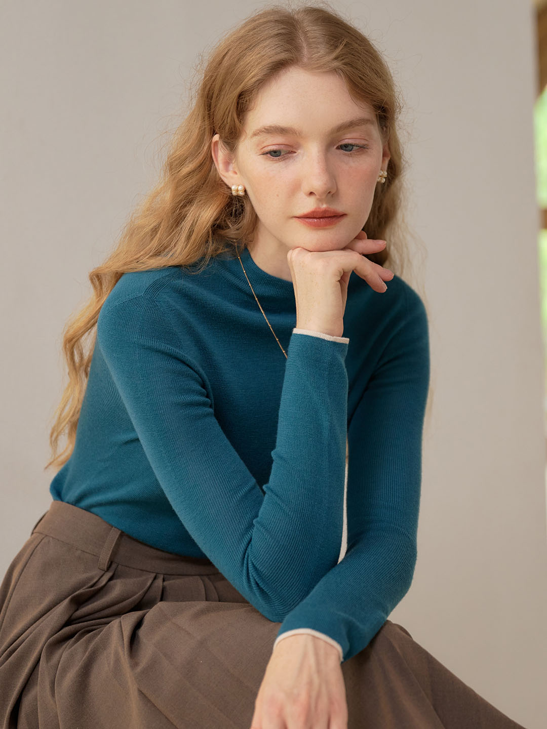 Marie | 100% Wool Half Turtleneck Slim Fit Solid Sweater - MAISON EMILY