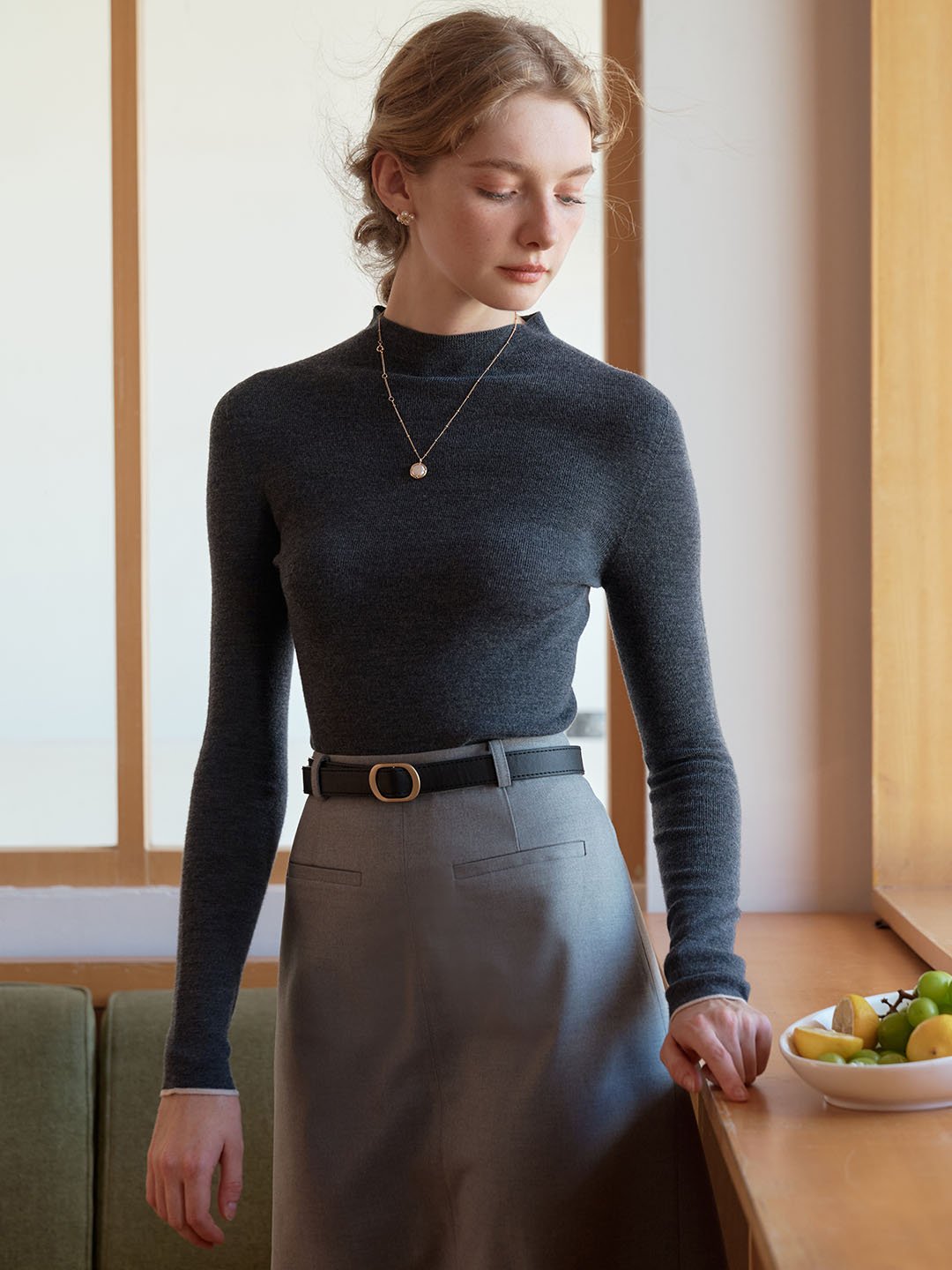 Marie | 100% Wool Half Turtleneck Slim Fit Solid Sweater - MAISON EMILY