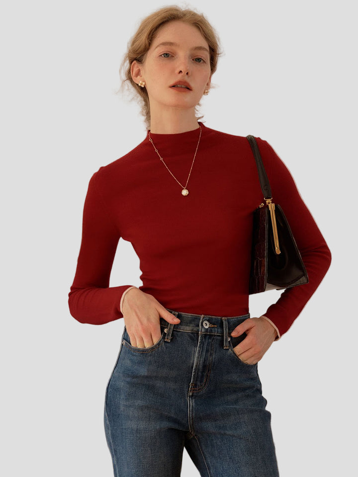 Marie | 100% Wool Half Turtleneck Slim Fit Solid Sweater - MAISON EMILY