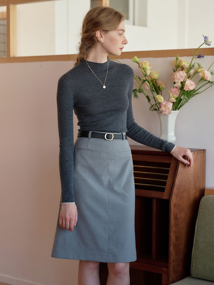 Marie | 100% Wool Half Turtleneck Slim Fit Solid Sweater - MAISON EMILY