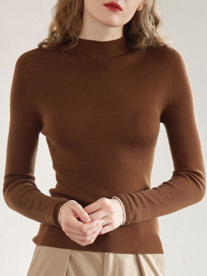 Marie | 100% Wool Half Turtleneck Slim Fit Solid Sweater - MAISON EMILY