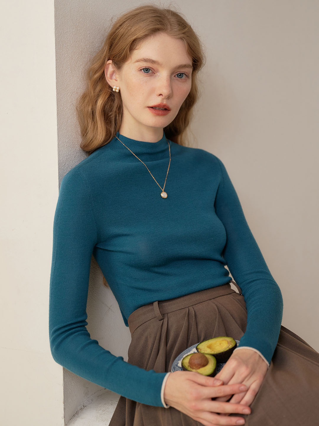Marie | 100% Wool Half Turtleneck Slim Fit Solid Sweater - MAISON EMILY