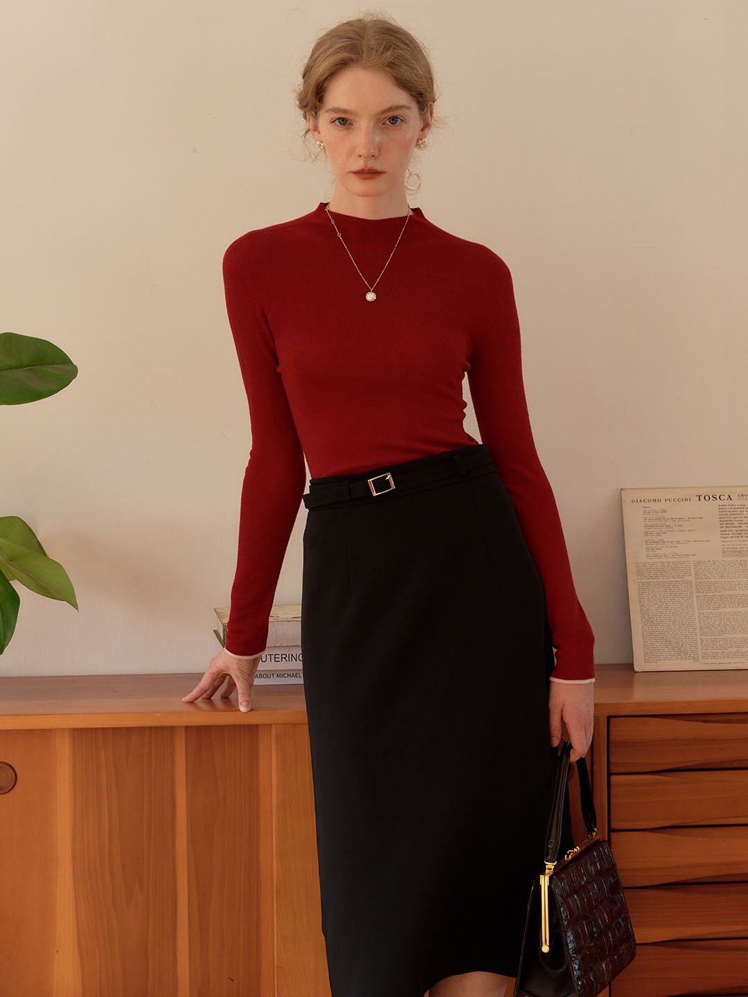 Marie | 100% Wool Half Turtleneck Slim Fit Solid Sweater - MAISON EMILY