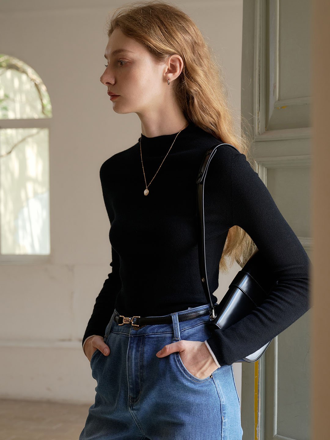 Marie | 100% Wool Half Turtleneck Slim Fit Solid Sweater - MAISON EMILY