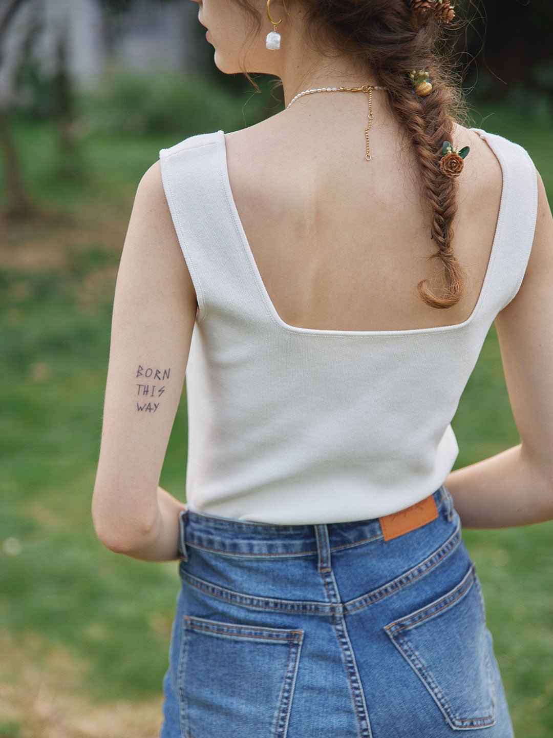 Marlen | Square Collar Icy Silk Vest - MAISON EMILY