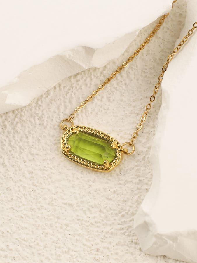 Oval Birthstone | 18K Gold Plated Pendant Necklace - MAISON EMILY