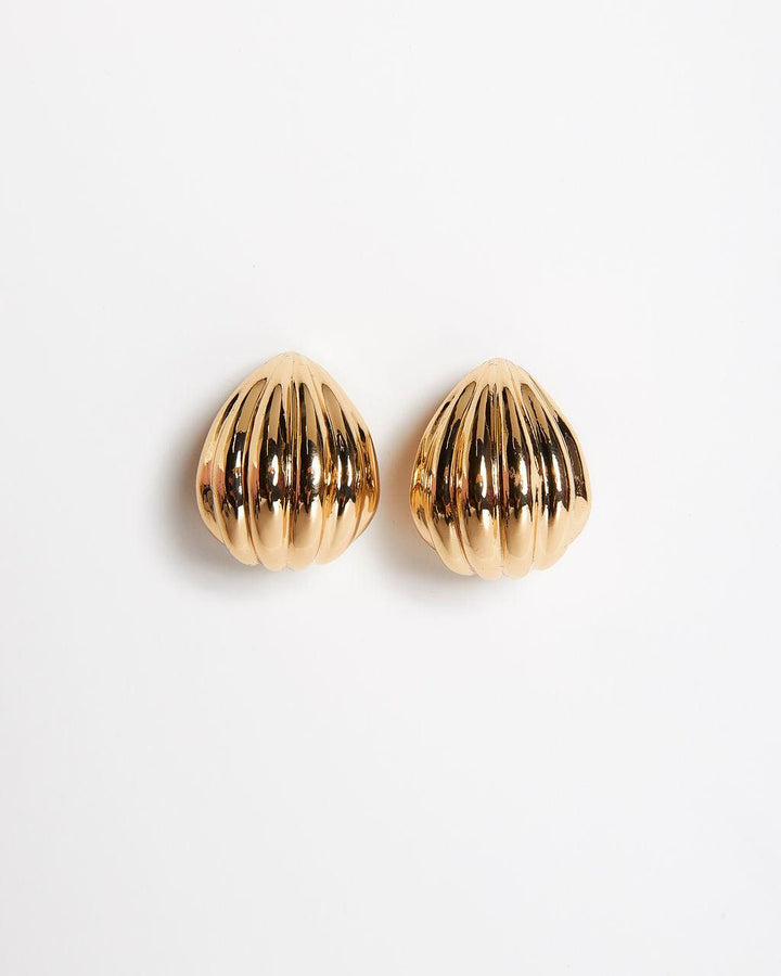 Seashell | Textured 14K Gold Huggie Earrings - MAISON EMILY