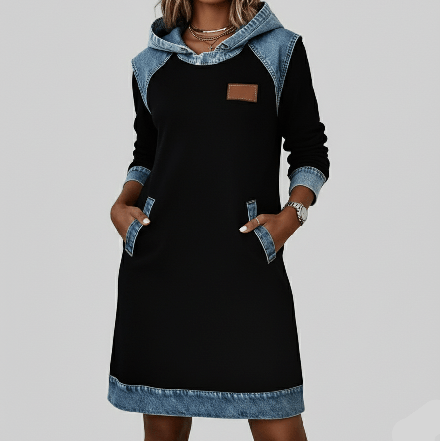 Zoe | Denim Hoodie Dress - MAISON EMILY