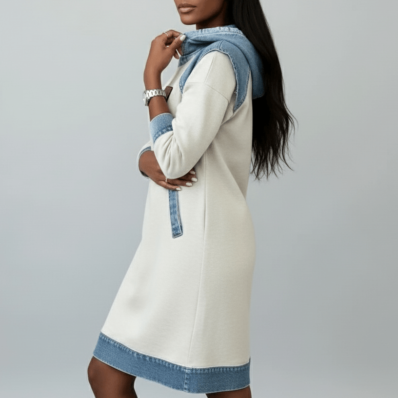 Zoe | Denim Hoodie Dress - MAISON EMILY