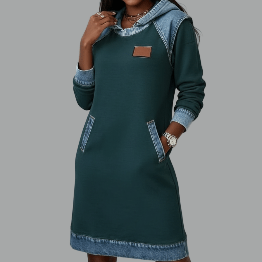 Zoe | Denim Hoodie Dress - MAISON EMILY