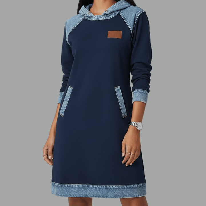 Zoe | Denim Hoodie Dress - MAISON EMILY