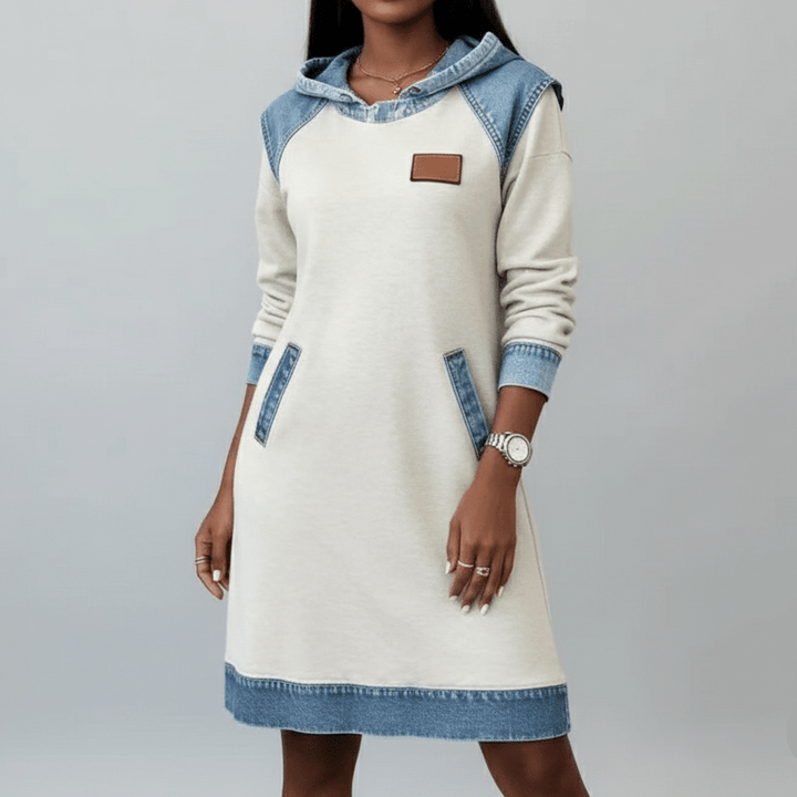 Zoe | Denim Hoodie Dress - MAISON EMILY