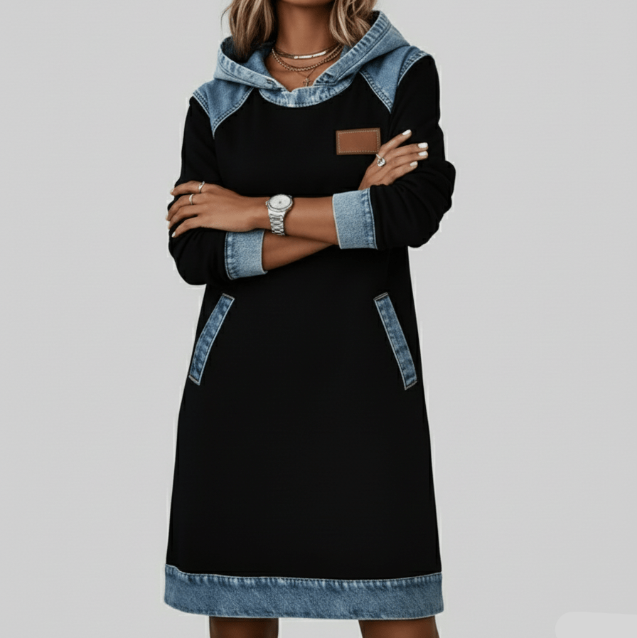 Zoe | Denim Hoodie Dress - MAISON EMILY