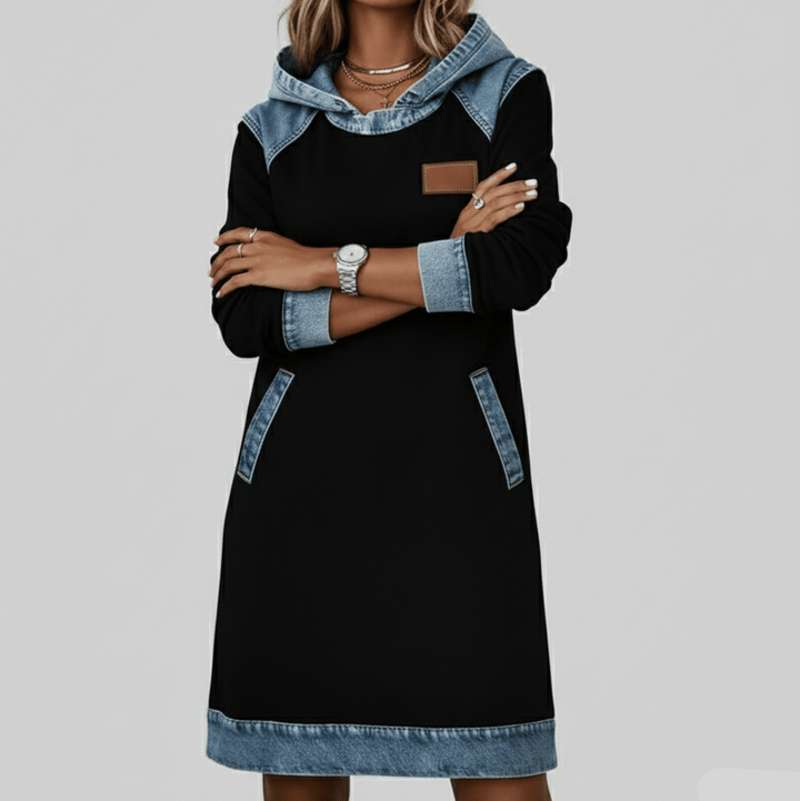 Zoe | Denim Hoodie Dress - MAISON EMILY